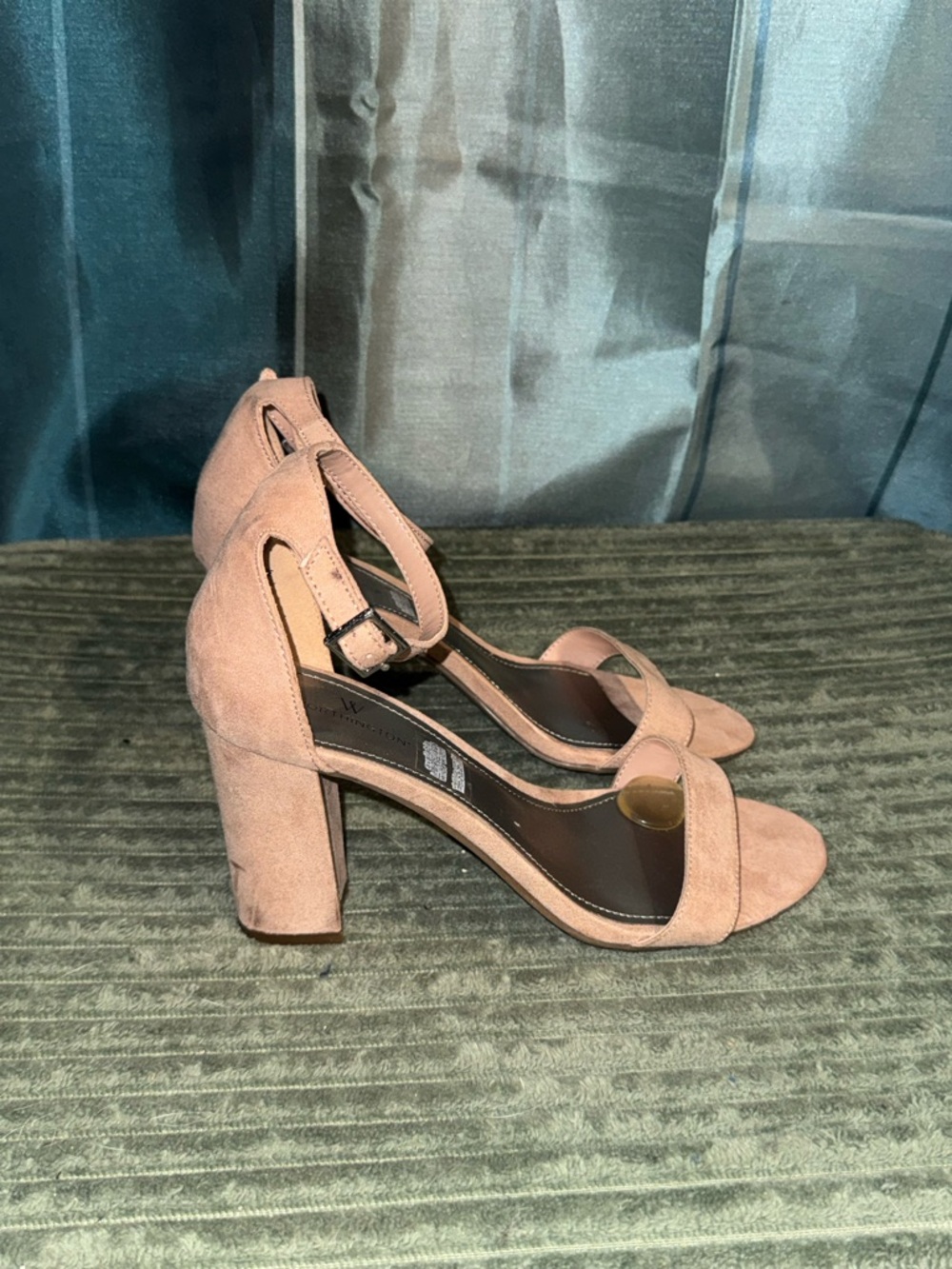 Worthington Blush Pink Suede Block Heel Sandals with Ankle Strap